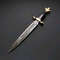 Handcrafted Damascus Steel Dagger Brass Guard Ebony Handle Leather Sheath 1