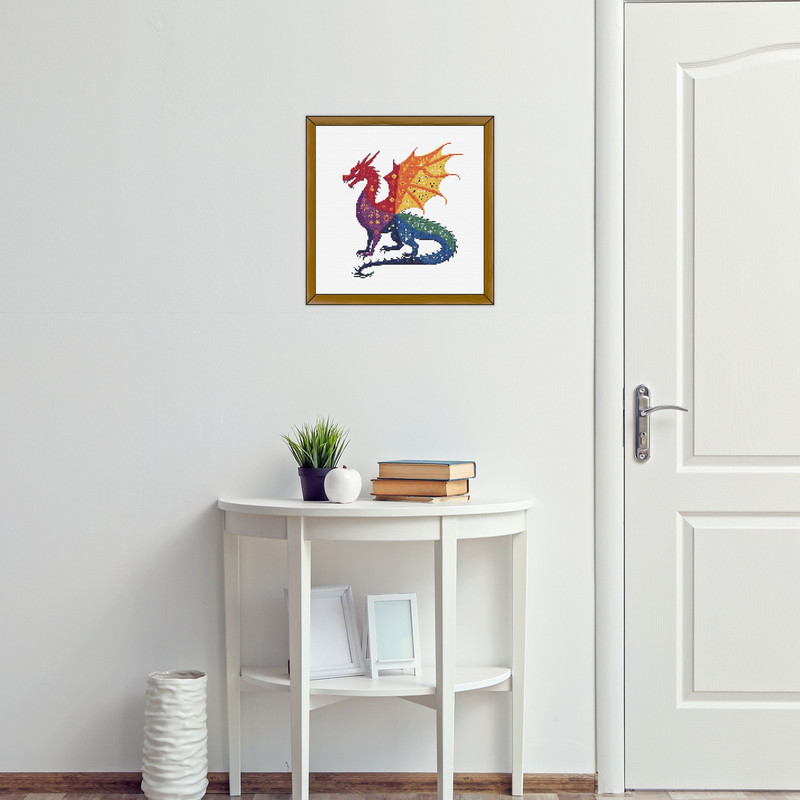 Cross Stitch Pattern Dragon Silhouette Ornament Rainbow Monochrome Fantasy Counted Crossstitch Patt 8