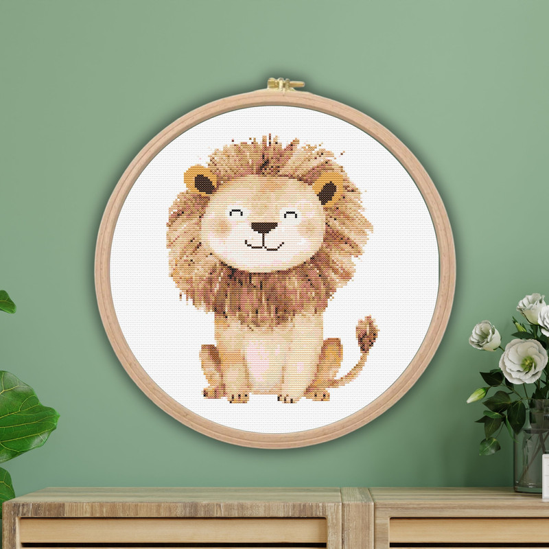 Lion Safari Animals Cross Stitch Patterns PDF Baby Room Xstitch Counted Pattern Modern Easy Insta 1