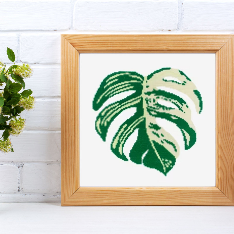 Monstera Cross Stitch Pattern Leaf Pattern Plant Embroidery Nature Pattern Swiss Cheese Pattern DMC 2