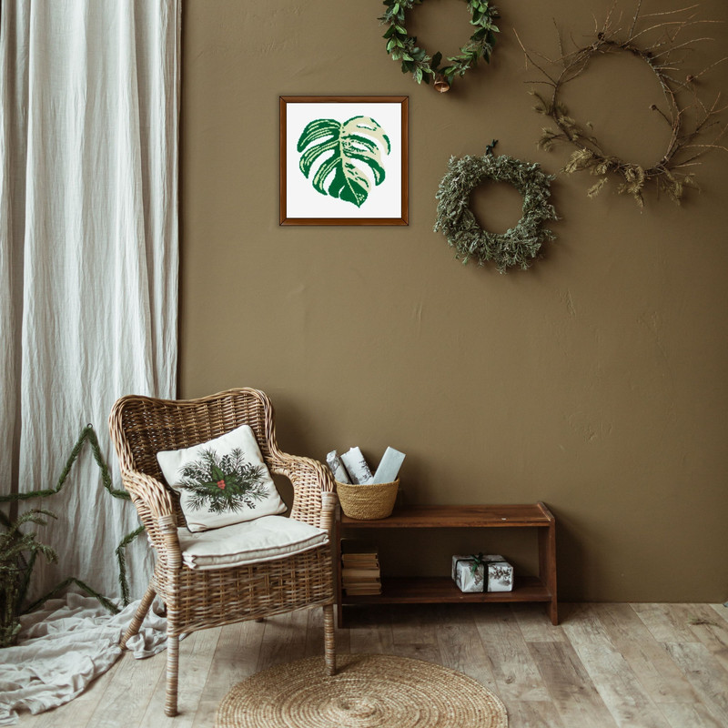 Monstera Cross Stitch Pattern Leaf Pattern Plant Embroidery Nature Pattern Swiss Cheese Pattern DMC 5