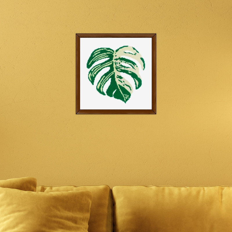 Monstera Cross Stitch Pattern Leaf Pattern Plant Embroidery Nature Pattern Swiss Cheese Pattern DMC 7