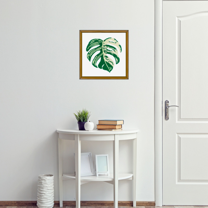 Monstera Cross Stitch Pattern Leaf Pattern Plant Embroidery Nature Pattern Swiss Cheese Pattern DMC 8