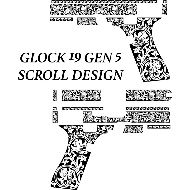 Laser Engraving Vector Design Glock 19 Gen 5 SCROLLWORK 0