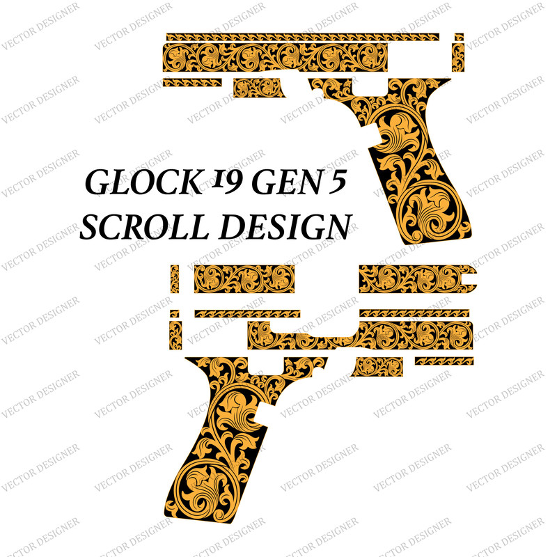 Laser Engraving Vector Design Glock 19 Gen 5 SCROLLWORK 1