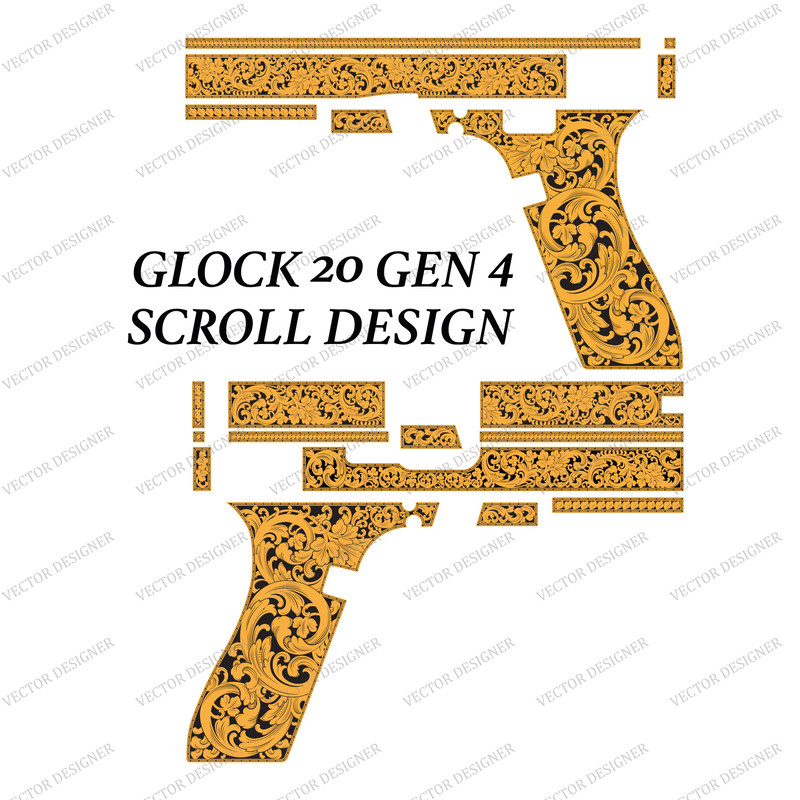 Fireamrs Laser Engraving Vector Design Glock 20 Gen 4 Scroll Artwork 1