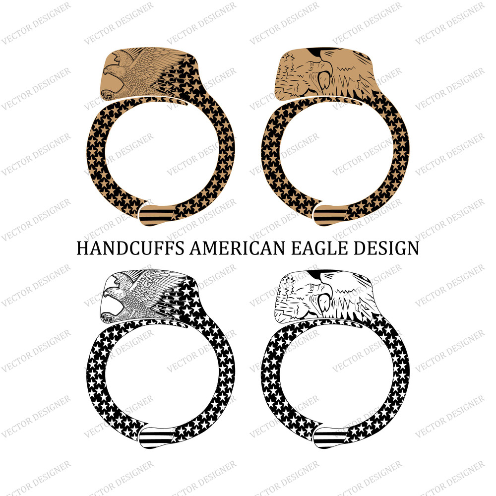 Handcuffs Laser Engraving Vector Design AMERICAN EAGLE 2