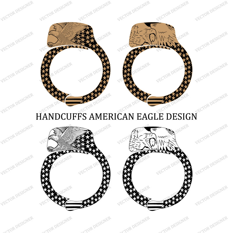 Handcuffs Laser Engraving Vector Design AMERICAN EAGLE 2