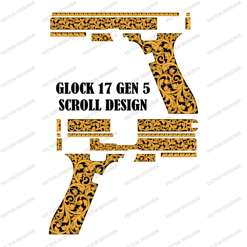 Firearms Laser Engraving Vector Design Glock 17 Gen 5 SCROLLWORK 1