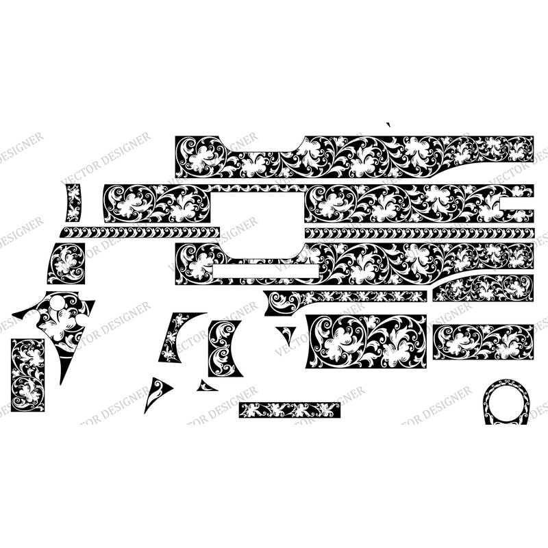 Colt 1911 Government ScrollLaser Engraving Vector Design Artwork 3