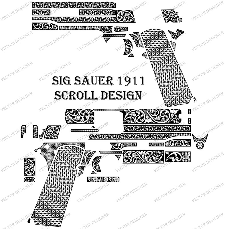 Fireamrs Laser Engraving Vector SIG SAUER 1911 Scroll Design 0