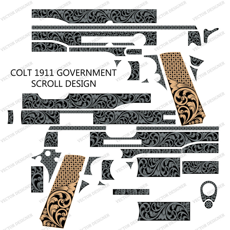 Fireamrs Laser Engraving Vector Design Colt 1911 Government SCROLLWORK 0