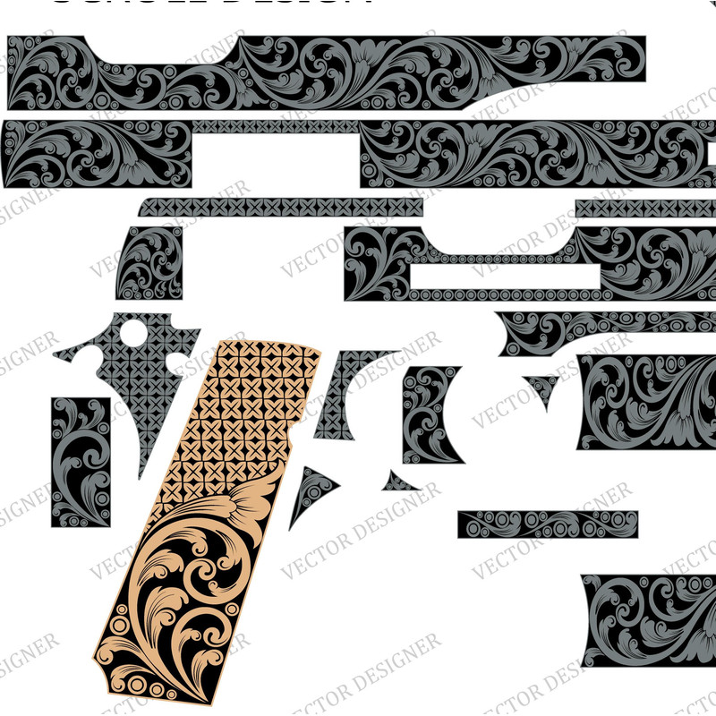 Fireamrs Laser Engraving Vector Design Colt 1911 Government SCROLLWORK 2