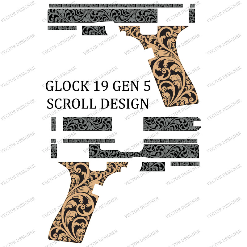 Fireamrs Laser Engraving Vector Glock 19 Gen 5 Scroll Design 0