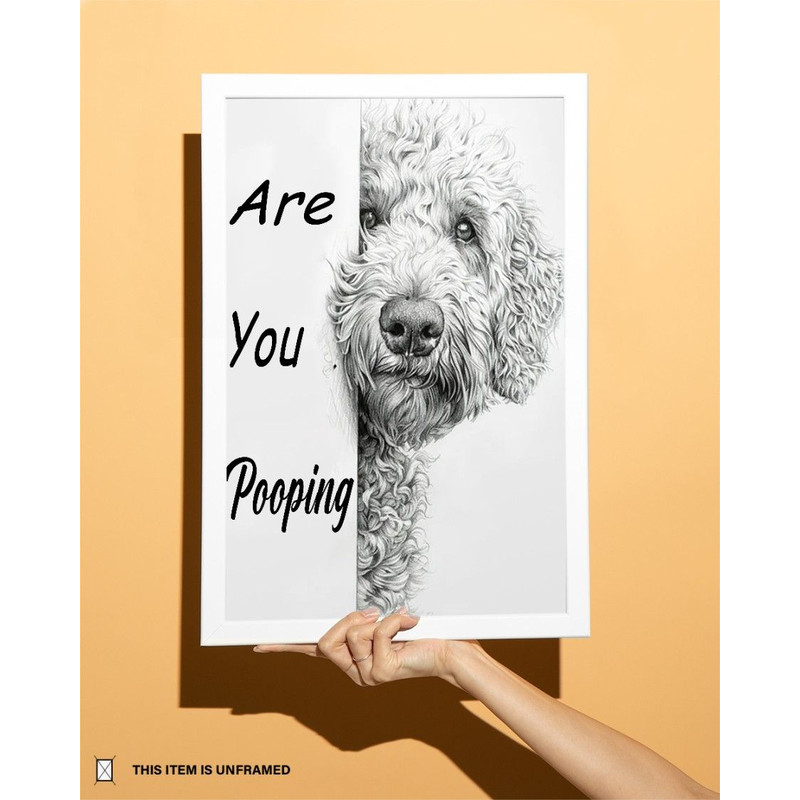 Funny Labradoodle Are You Pooping Art Minimalist Bathroom Decor Easter Home Decor Toilet Humor Deco 4