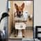 Australian Cattle Dog Sitting On The Toilet And Reading Newspaper Fun And Quirky Animal Prints 2