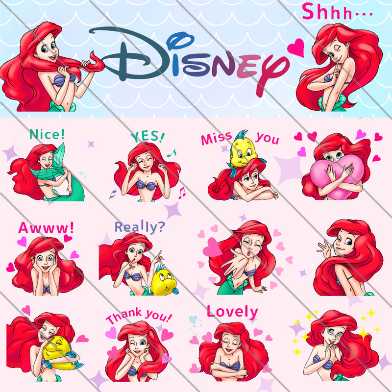 24 Mermaid Airel GIF Collection Display Graphics Short Animation Kids Birthday Emotes Digital Plann 0