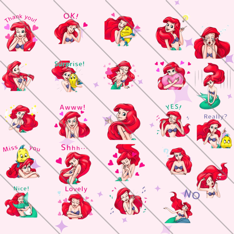 24 Mermaid Airel GIF Collection Display Graphics Short Animation Kids Birthday Emotes Digital Plann 1