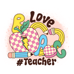 love teacher valentine png, valentine day png, love png, valentine design, retro valentine day png digital download