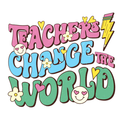 teachers change the world png, valentine day png, love png, valentine design, retro valentine day png digital download