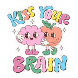kiss your brain png, valentine day png, love png, valentine design, retro valentine day png digital download