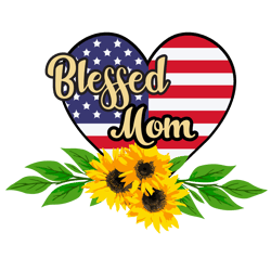 Blessed Mom Heart Flag Svg, Mothers Day Svg, Mom Svg, mom life Svg, Mothers Gift Svg Digital Download