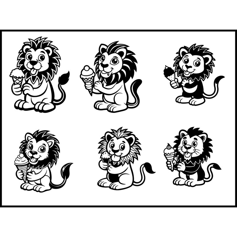 Lion Eating Ice Cream Cone 1