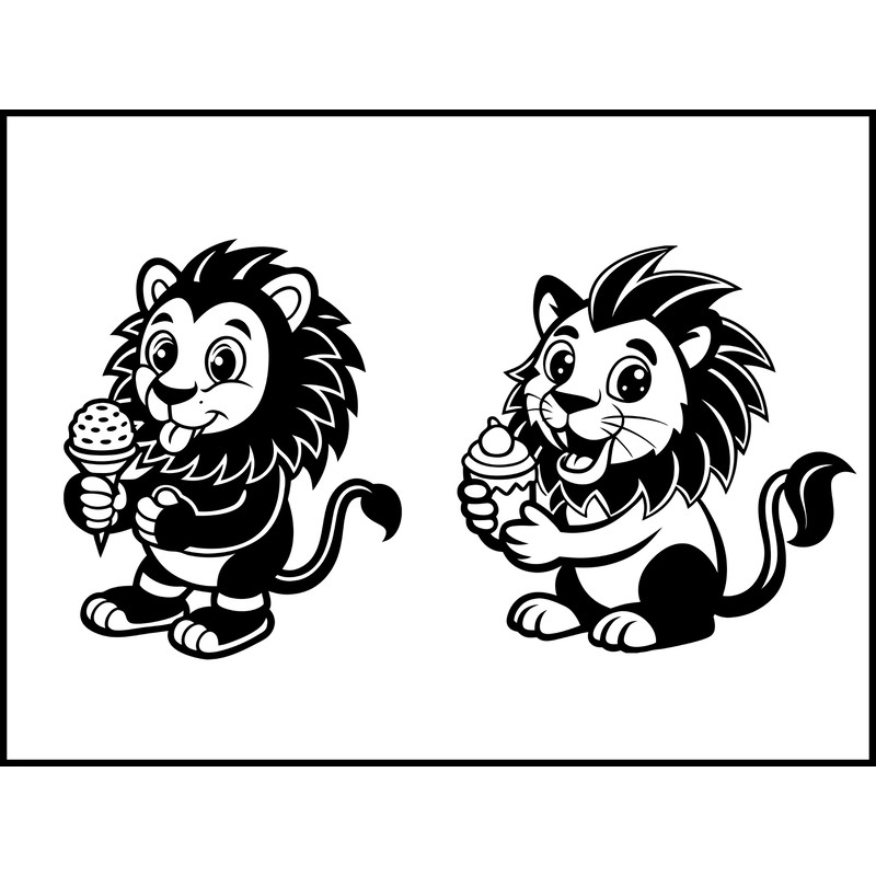 Lion Eating Ice Cream Cone 2