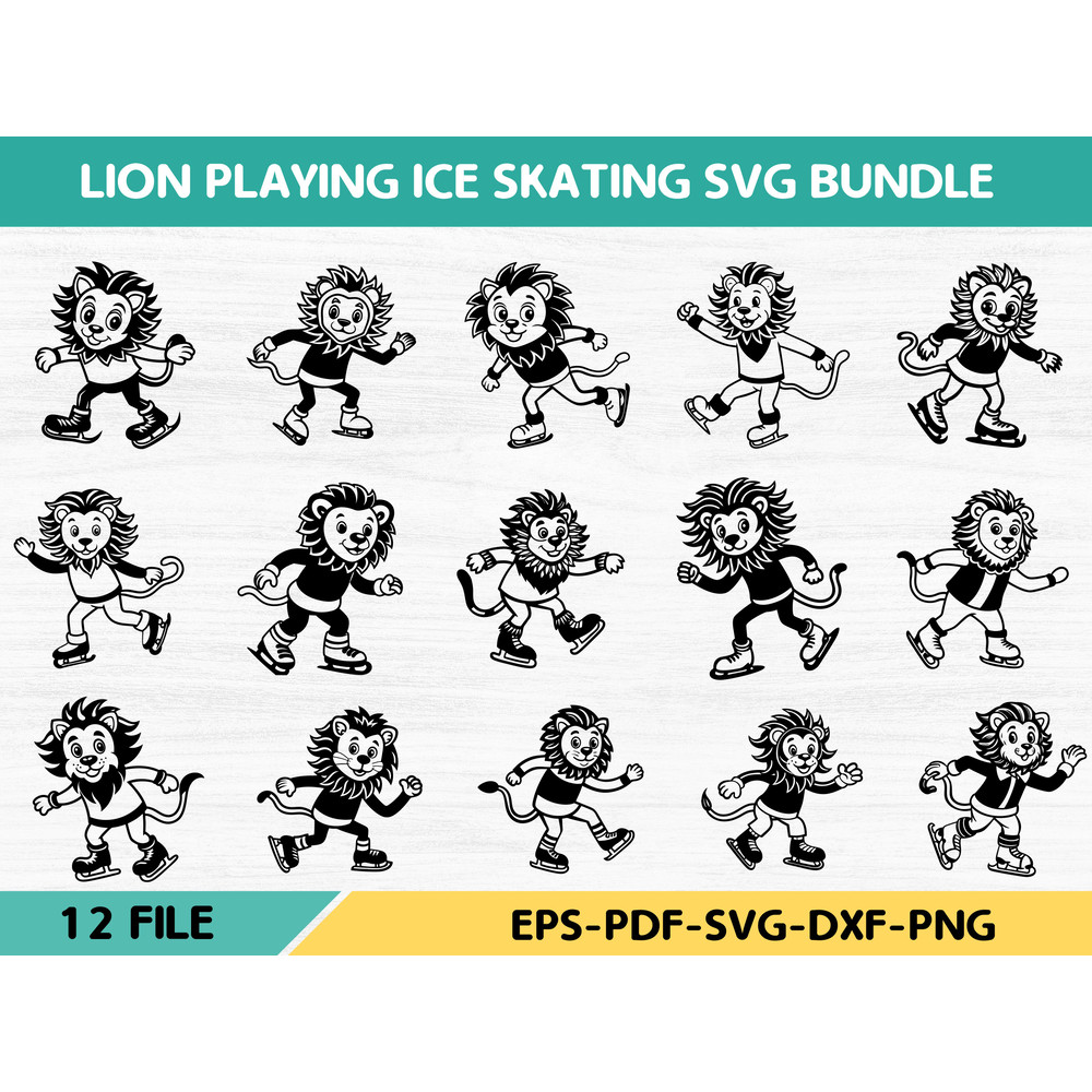 Lion Playing Ice Skating 0