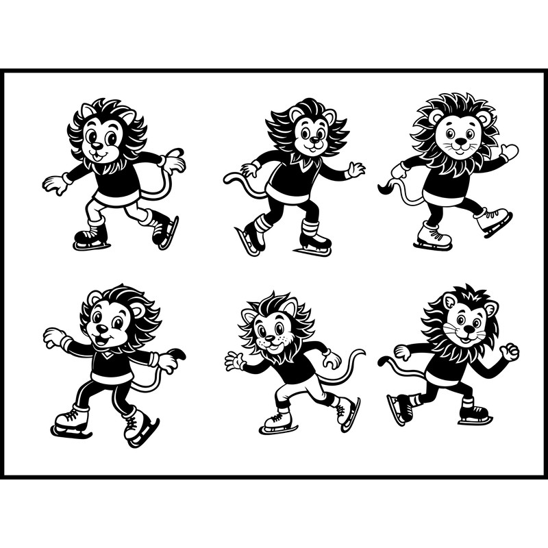 Lion Playing Ice Skating 1