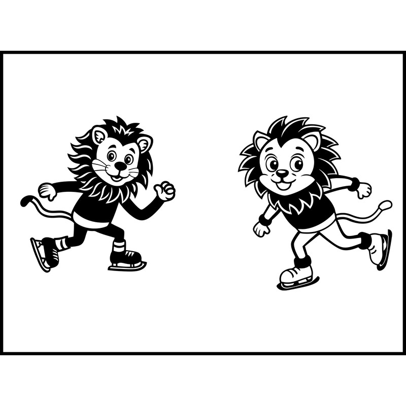 Lion Playing Ice Skating 2