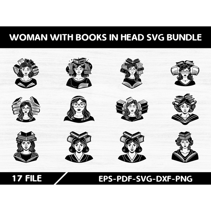 Woman With Books In Head 0