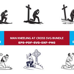 man kneeling at cross