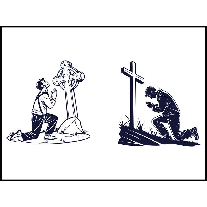 Man Kneeling At Cross 1