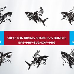 skeleton riding shark