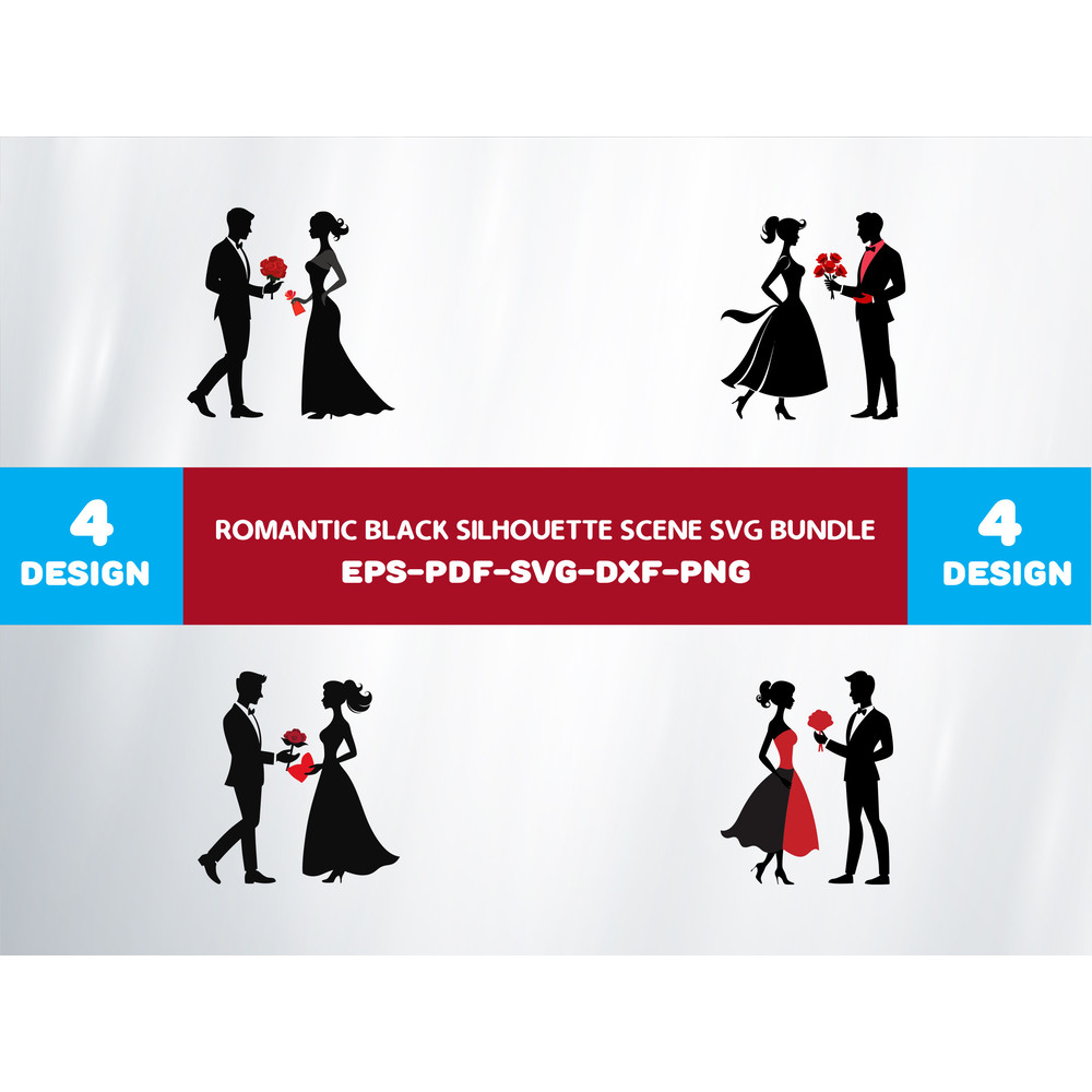 Romantic Black Silhouette Scene 0