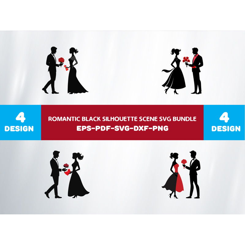 Romantic Black Silhouette Scene 0