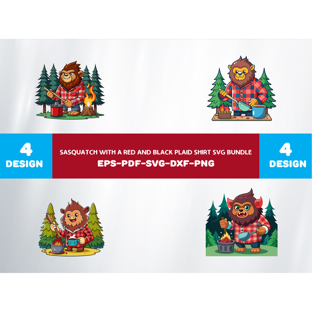 Sasquatch With A Red And Black Plaid Shirt 0