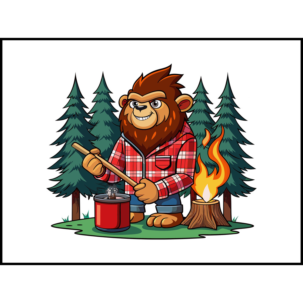 Sasquatch With A Red And Black Plaid Shirt 2