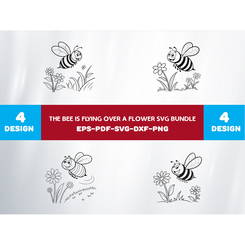 The Bee Is Flying Over A Flower 0