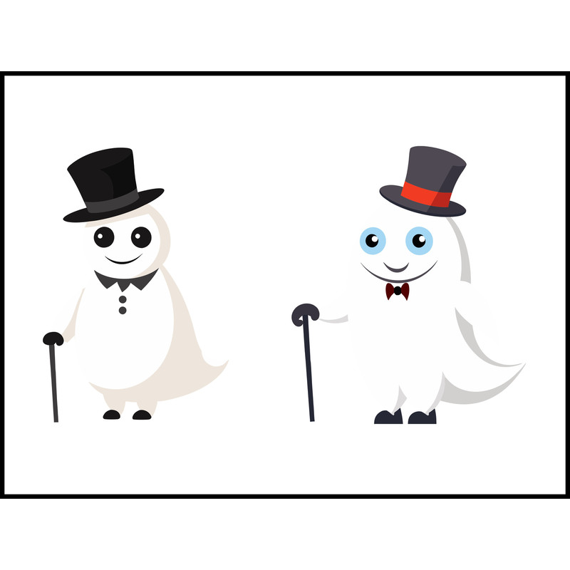 White Ghost Silhouette With A Top Hat And A Cane 1