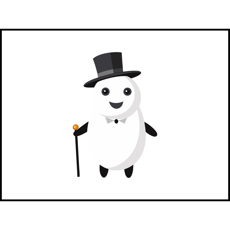 White Ghost Silhouette With A Top Hat And A Cane 2