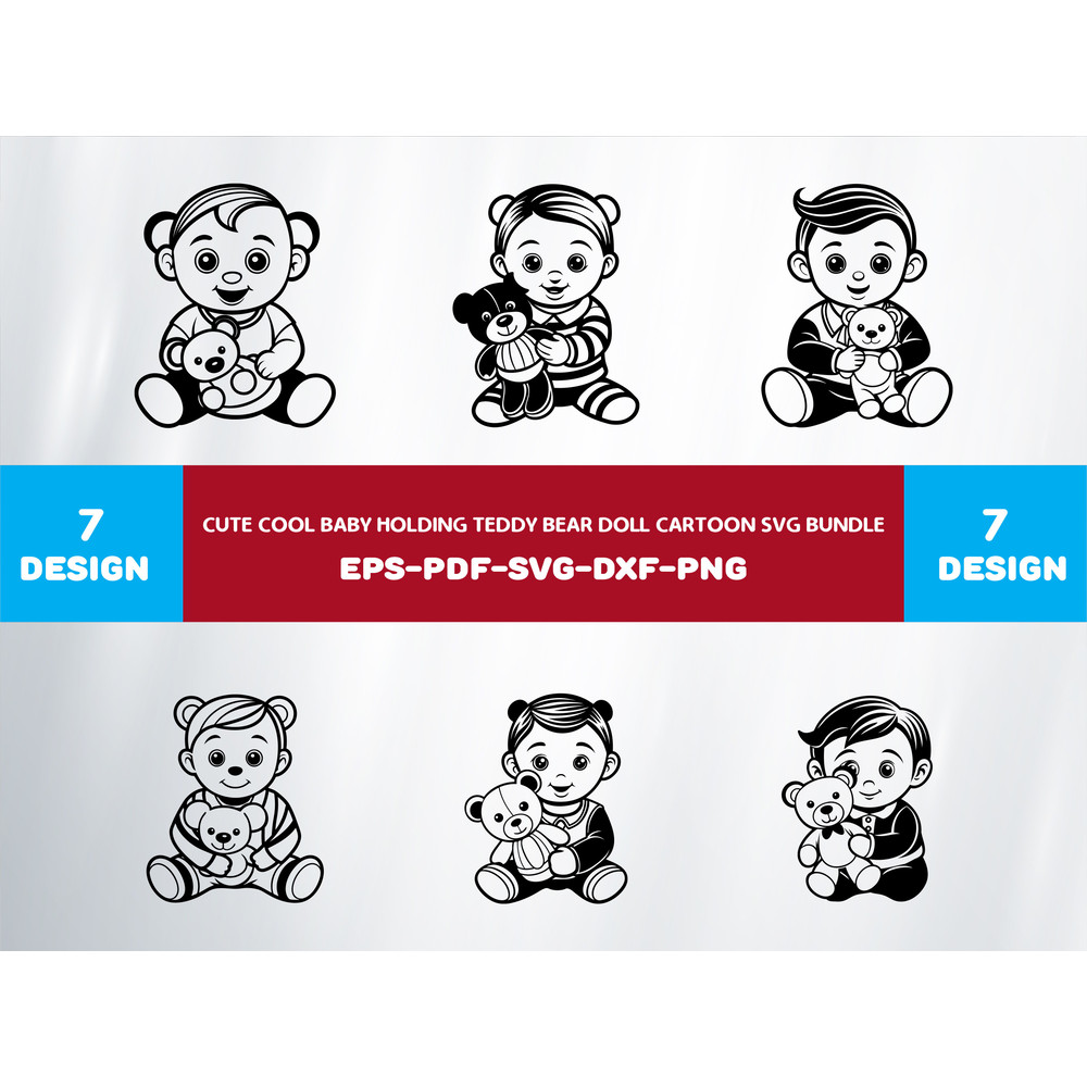 Cute Cool Baby Holding Teddy Bear Doll Cartoon 0