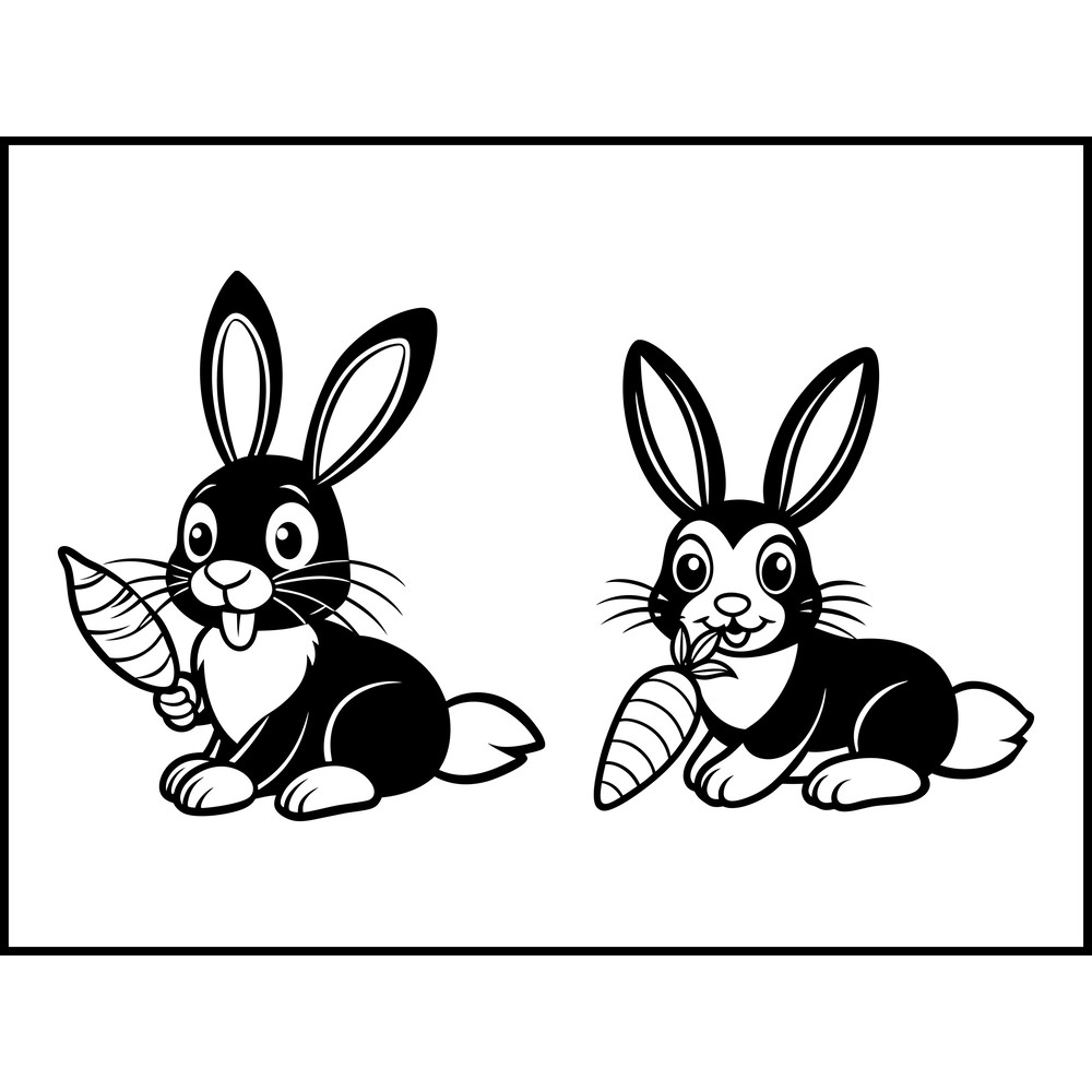 Cute Rabbit Bite Carrot Cartoon 1