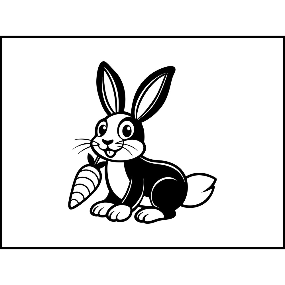 Cute Rabbit Bite Carrot Cartoon 2