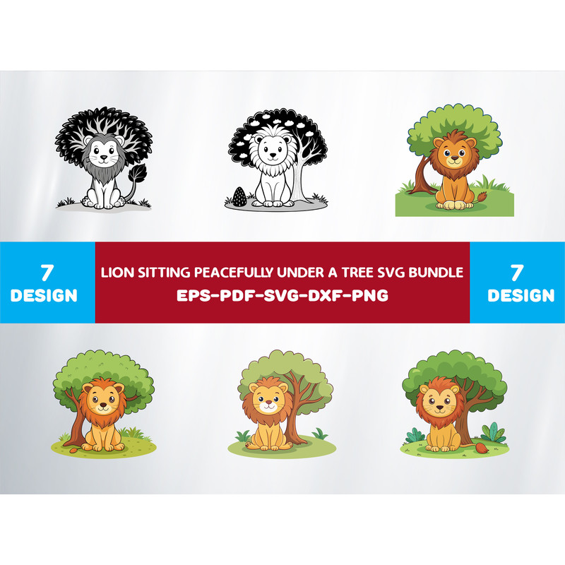 Lion Sitting Peacefully Under A Tree 0