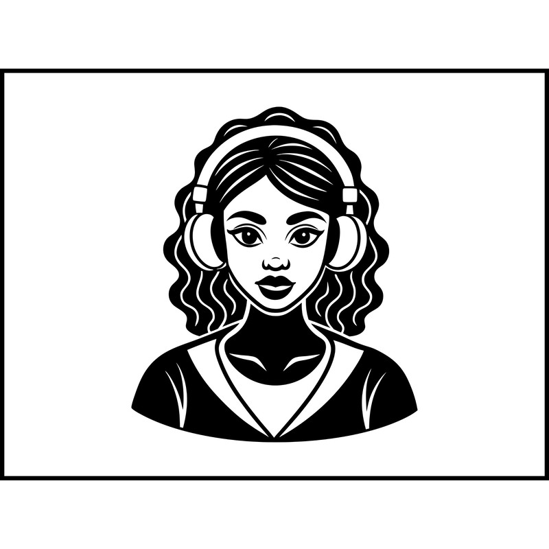Black Woman With Headphones 2