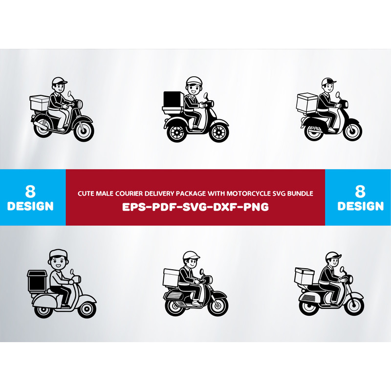 Cute Male Courier Delivery Package With Motorcycle 0