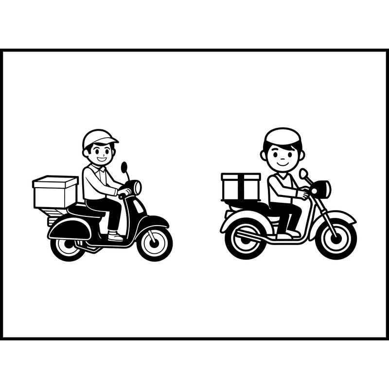 Cute Male Courier Delivery Package With Motorcycle 1