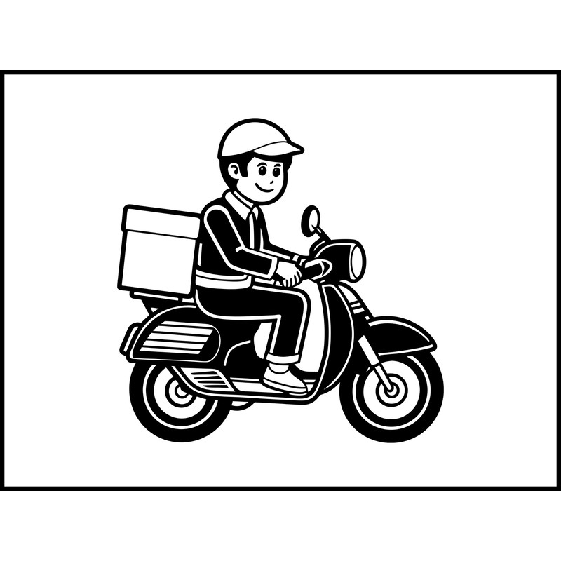 Cute Male Courier Delivery Package With Motorcycle 2